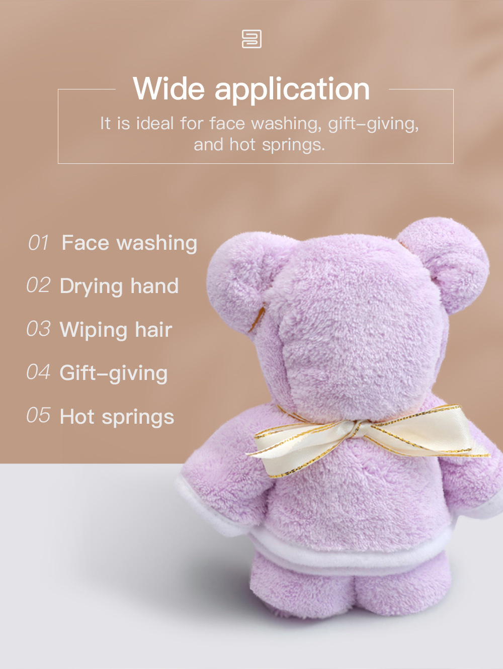 Solid Color Bear Towel-5